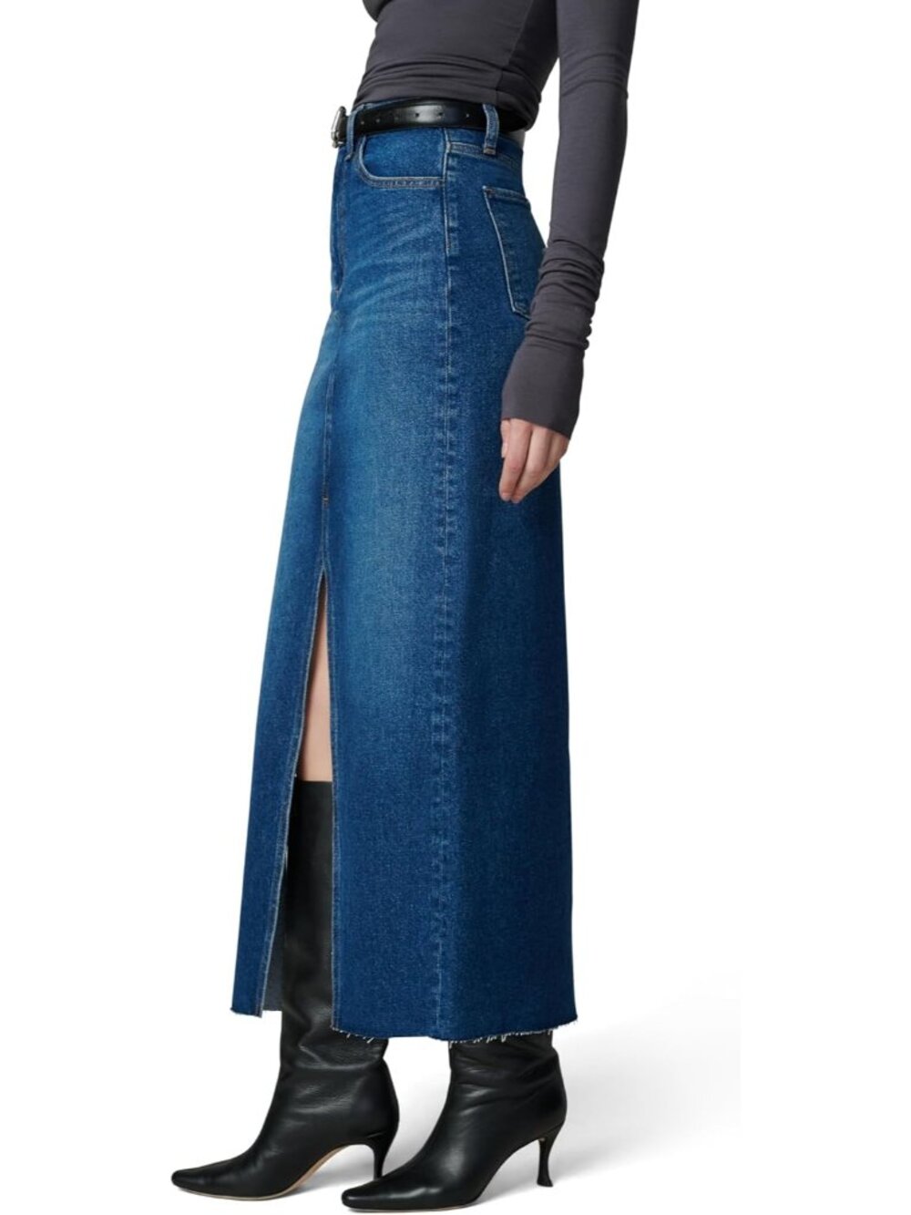 Joe's Women's The Eva High Rise Maxi Denim Skirt with Front Slit - Picture 2 of 8